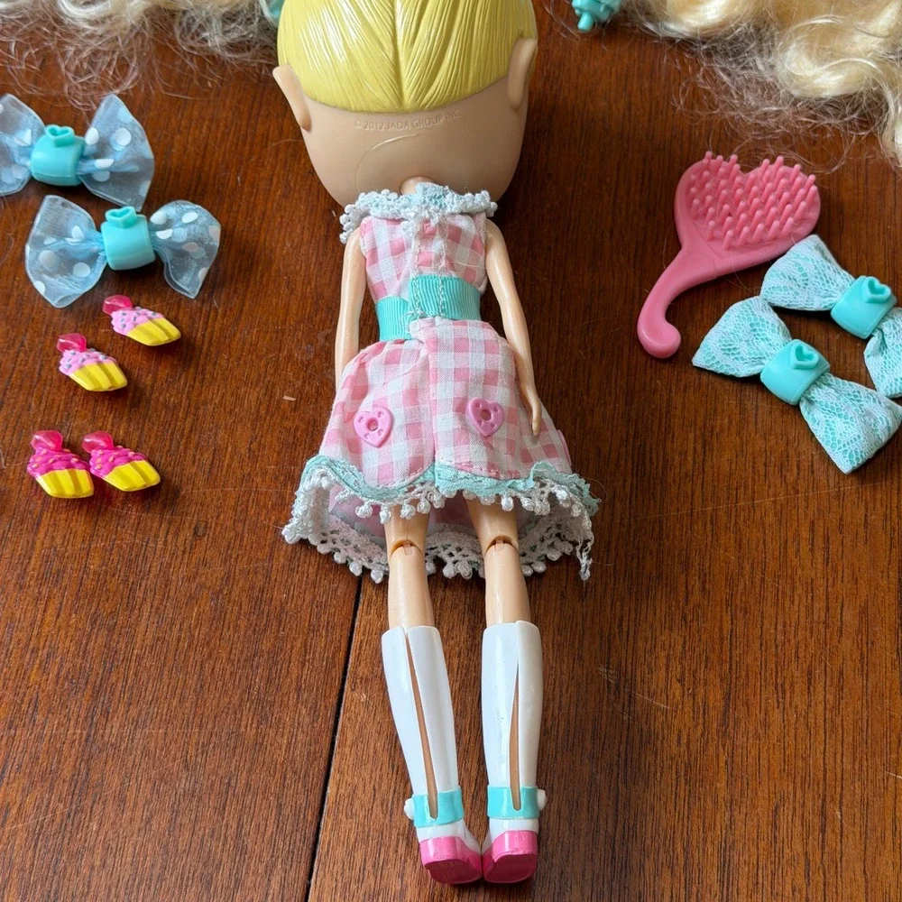 Jada Toys Girlz n Dolls Pink Gingham Dress Interchangeable Hair Accessories Lot